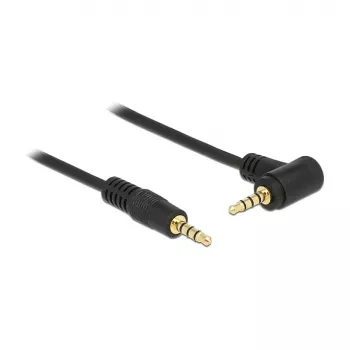 Delock 3.5 mm 4 Pin Stereo Jack Audio Cable, Male to Male, Angled, 5 m, Black