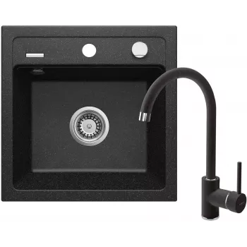 Granite Sink with Mixer Tap 1-Bowl Deante Graphite Matt Zorba