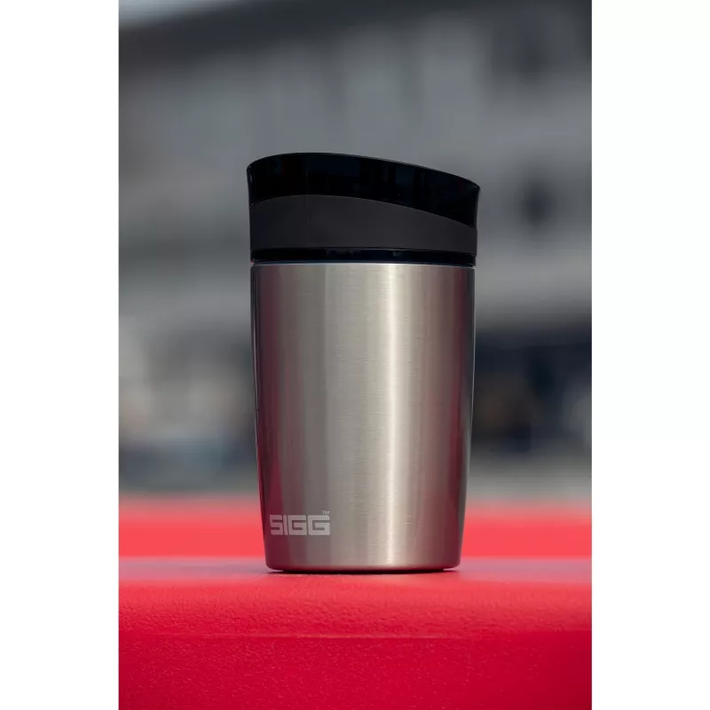 SIGG 8695.50 Hot & Cold One-Hand Push-Button Vakuumisolierflasche, 0,27 L, Obsidianschwarz, Edelstahl