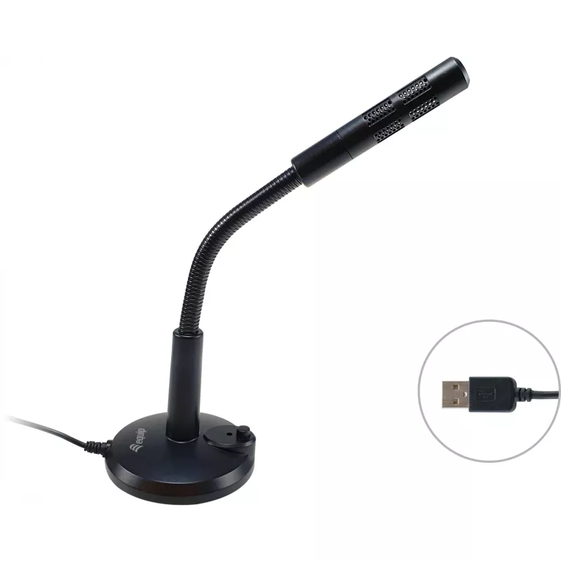 Equip Desktop-Mikrofon mit verstellbarem Winkel, USB-Anschluss, Schwarz