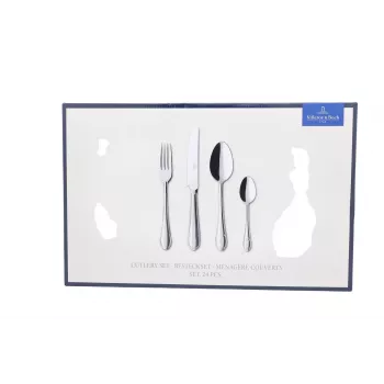 Villeroy & Boch Mademoiselle 24-teiliges Besteckset, 18/10 Edelstahl, poliert, spülmaschinenfest, 6 Gedecke