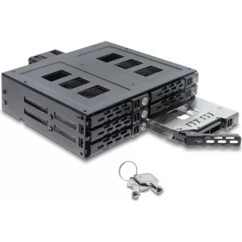 Delock 5,25 inch Wechselrahmen für 6 x 2,5 inch SATA oder SAS HDD / SSD mit Schloss