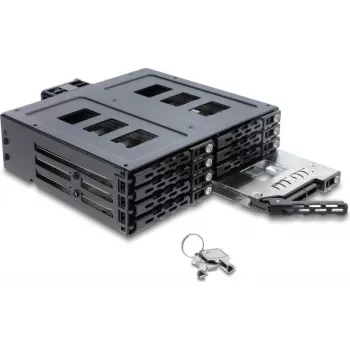 Delock 5,25 inch Wechselrahmen für 8 x 2,5 inch SATA oder SAS HDD / SSD mit Schloss