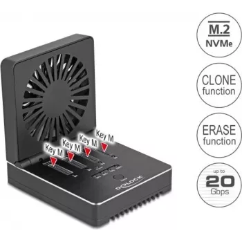 Delock USB 20 Gbps M.2 Docking Station für 4 x M.2 NVMe PCIe SSD mit Klon- und Löschfunktion