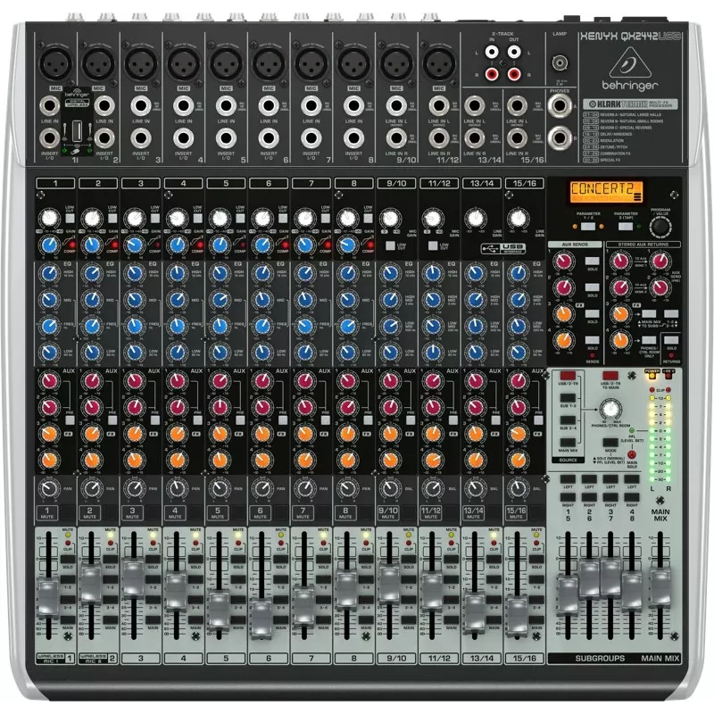 Behringer QX2442USB 24-Input 4/2-Bus Analog Mixer mit USB-Schnittstelle und FX