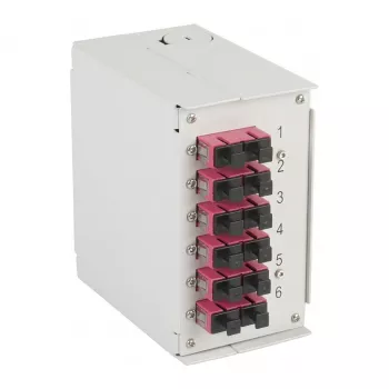 EFB-ELEKTRONIK DIN Rail OM4 Spleißbox, 12x SC Pigtail, 6x SC-Duplex Kuppler, Lichtgrau (BHS70203.12OM4)