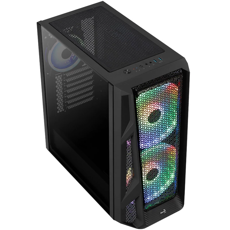 Aerocool AirHawk Duo Midi-Tower, Tempered Glass - Black