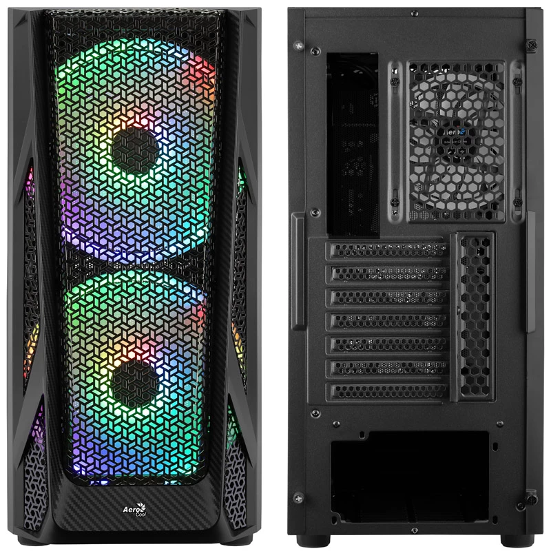 Aerocool AirHawk Duo Midi-Tower, Tempered Glass - Black