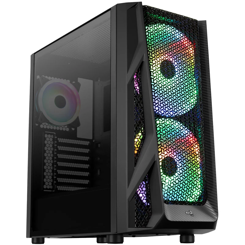 Aerocool AirHawk Duo Midi-Tower, Tempered Glass - Black