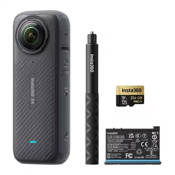 Insta360 X4 Adventure Bundle - 8K 360° Kamera mit Selfie-Stick, Zusatzakku, 64GB Karte