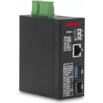 ROLINE Industrial Gigabit Ethernet Media Converter 10/100/1000Base-T to 100/1000Base-X SFP, DIN-Rail, -40°C bis 75°C