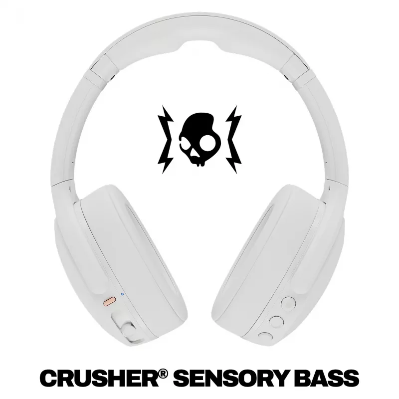 Skullcandy Crusher Evo Kabellose Over-Ear-Kopfhörer mit Sensory Bass, Bluetooth 5.0, 40-Stunden-Akku, Weiß