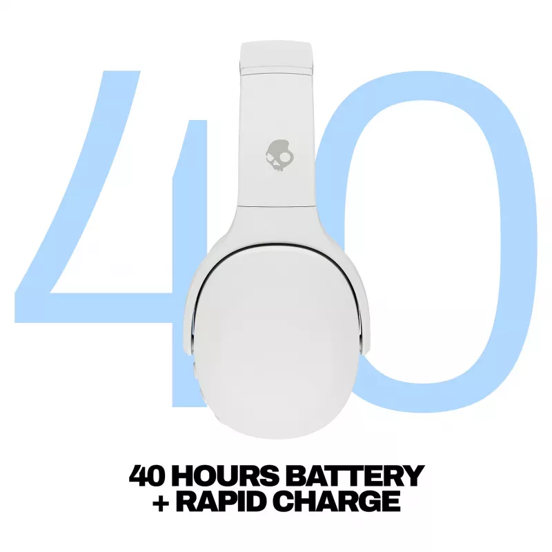 Skullcandy Crusher Evo Kabellose Over-Ear-Kopfhörer mit Sensory Bass, Bluetooth 5.0, 40-Stunden-Akku, Weiß