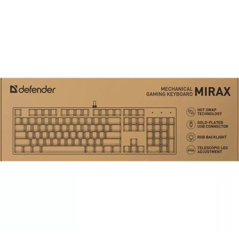 Defender Mirax GK-352 Mechanische Gaming-Tastatur, Outemu Blue Switches, RGB-Beleuchtung, Kabelgebunden USB, Schwarz