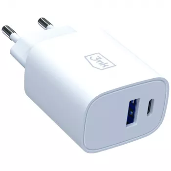 3MK FlowPower 30W USB-A USB-C PD 3.0 QC 4+ Wandladegerät Weiß