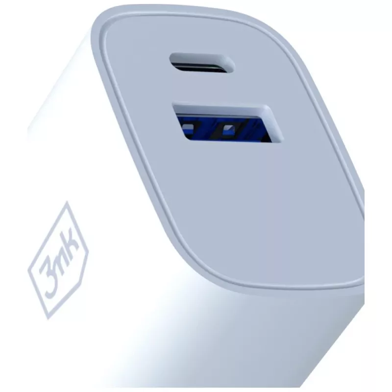 3MK FlowPower 30W USB-A USB-C PD 3.0 QC 4+ Wandladegerät Weiß