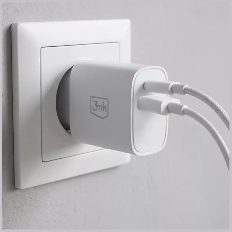 3MK FlowPower 30W USB-A USB-C PD 3.0 QC 4+ Wandladegerät Weiß