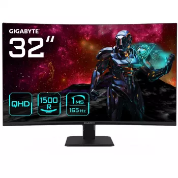 GIGABYTE GS32QC 31.5 Zoll QHD Curved Gaming Monitor - 2560 x 1440, 1500R, 165Hz, 1ms, 300 cd/m², FreeSync Premium, HDR Ready, HDMI 2.0, DisplayPort 1.4