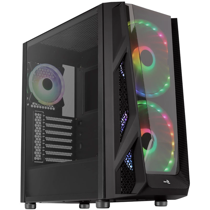 Aerocool NightHawk Duo Midi-Tower, Tempered Glass - Schwarz