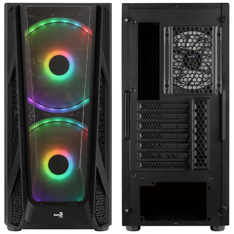 Aerocool NightHawk Duo Midi-Tower, Tempered Glass - Schwarz