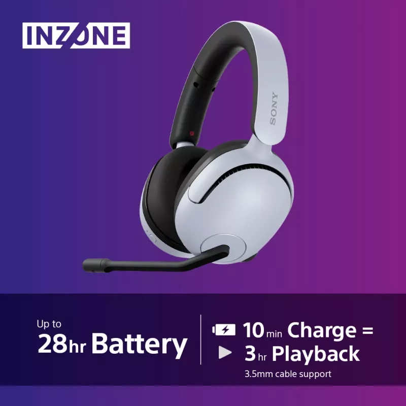 Sony INZONE H5 Wireless Gaming Headset Over-Ear mit Mikrofon Weiß