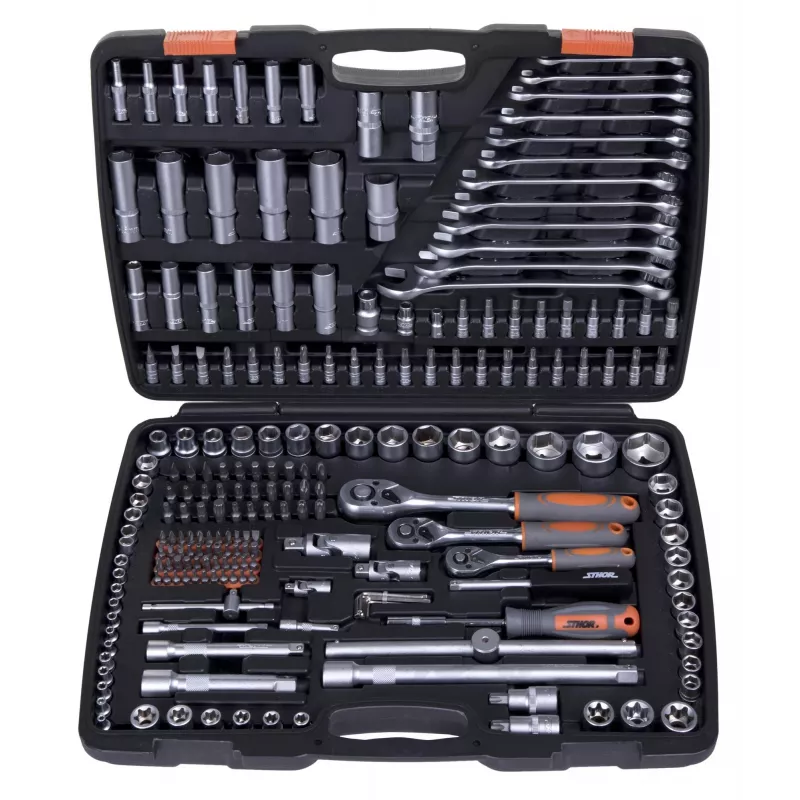 216-teiliger Steckschlüsselsatz 1/2 Zoll, 3/8 Zoll, 1/4 Zoll T58691 STHOR