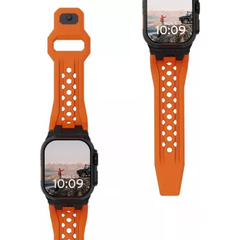 URBAN ARMOR GEAR UAG Monarch Strap für Apple Watch Ultra/44/45/46mm - Orange / Titanium Black