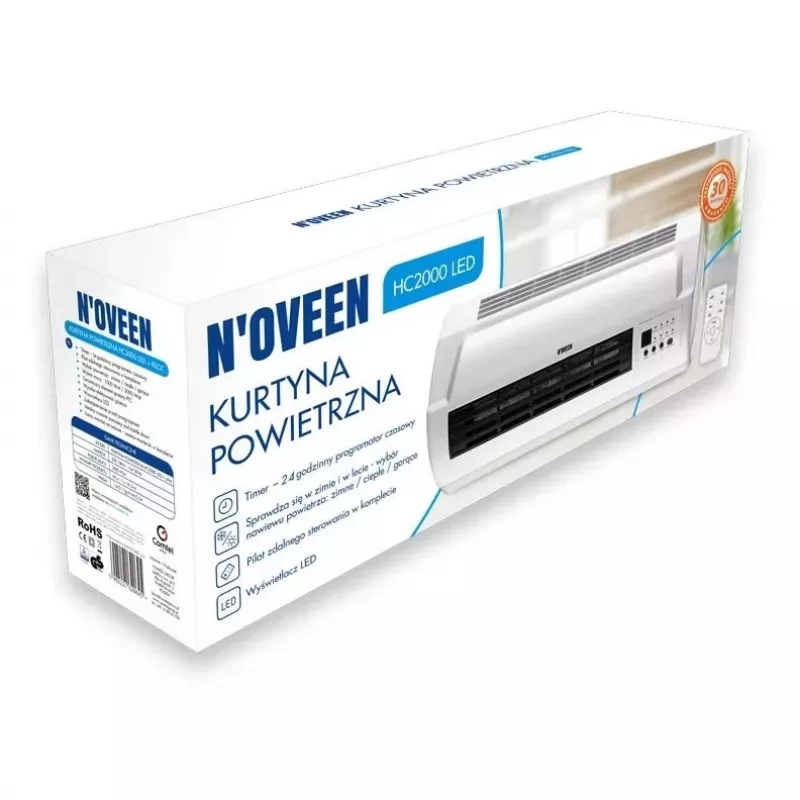 N'OVEEN HC2000 LED Luftschleierheizer 2000W Weiß