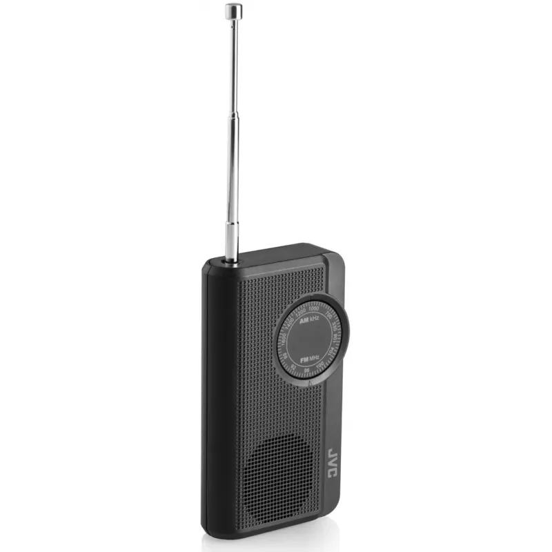 JVC RA-E311B Tragbares AM/FM-Radio mit Teleskopantenne und Tragegriff, Schwarz