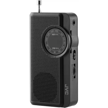 JVC RA-E311B Tragbares AM/FM-Radio mit Teleskopantenne und Tragegriff, Schwarz