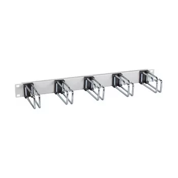 EFB-Elektronik 19 inch 1U Kabelmanagement-Panel, 5 x Doppelkabelhalter 110 mm, Frontblende RAL9005 (Tiefschwarz)
