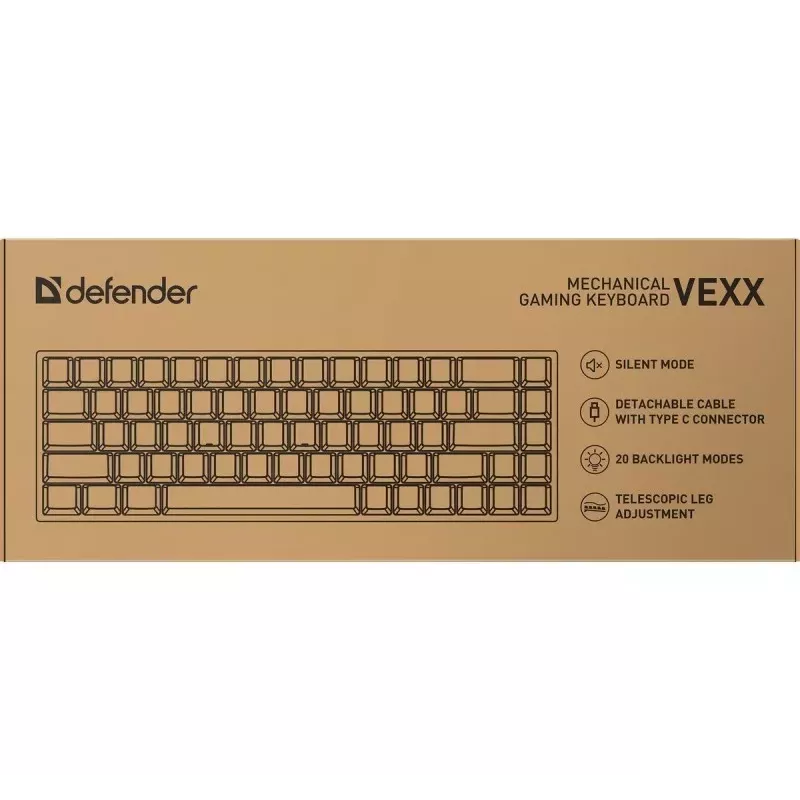 Defender VEXX GK-084 Mechanische Gaming-Tastatur, 75%-Layout, Outemu Red Switches, Weiß