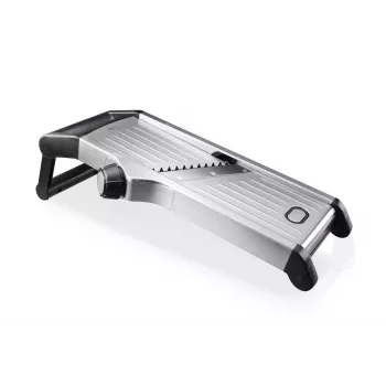 GEFU WELO Gemüsehobel - V-Hobel Mandoline mit 4 Einstellungen, Schwarz/Silber