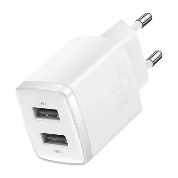 Baseus Kompakt Universal Weiß AC Indoor Ladegerät 10,5W 2 USB-A Anschlüsse