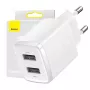 Baseus Kompakt Universal Weiß AC Indoor Ladegerät 10,5W 2 USB-A Anschlüsse