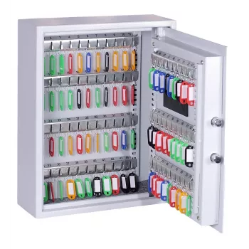 OLYMPIA GOsafe 50B Schlüsseltresor mit elektronischem Zahlenschloss, 50 Haken, Grau, Wandmontage, massiver Stahl
