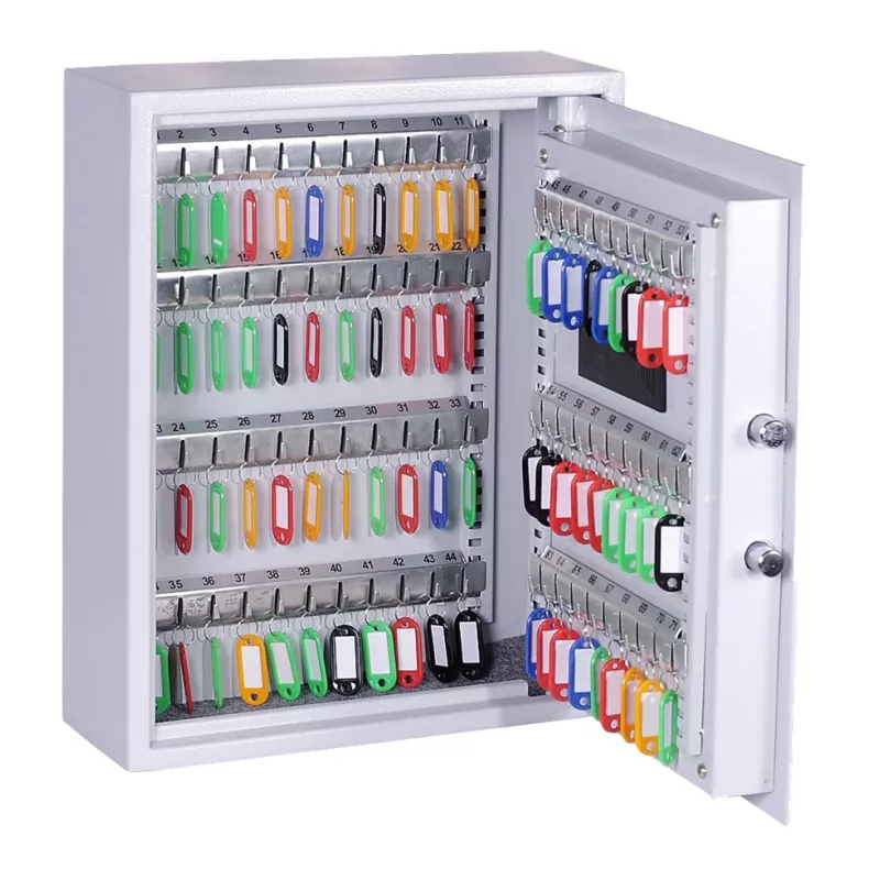 OLYMPIA GOsafe 50B Schlüsseltresor mit elektronischem Zahlenschloss, 50 Haken, Grau, Wandmontage, massiver Stahl