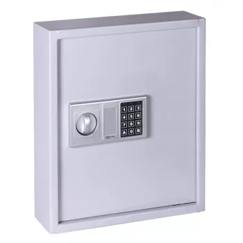OLYMPIA GOsafe 50B Schlüsseltresor mit elektronischem Zahlenschloss, 50 Haken, Grau, Wandmontage, massiver Stahl