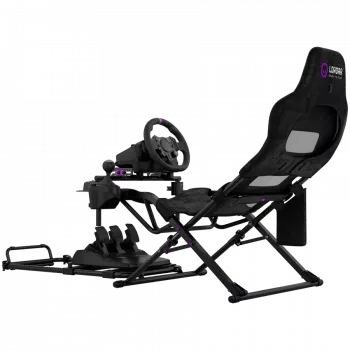 LORGAR FLEX RAF1 Sim Racing Cockpit Advanced, klappbar, 150x72x113 cm Spielposition, 38x72x126 cm zusammengeklappt, Schwarz