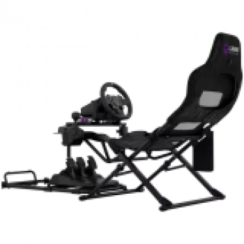 LORGAR FLEX RAF1 Sim Racing Cockpit Advanced, klappbar, 150x72x113 cm Spielposition, 38x72x126 cm zusammengeklappt, Schwarz