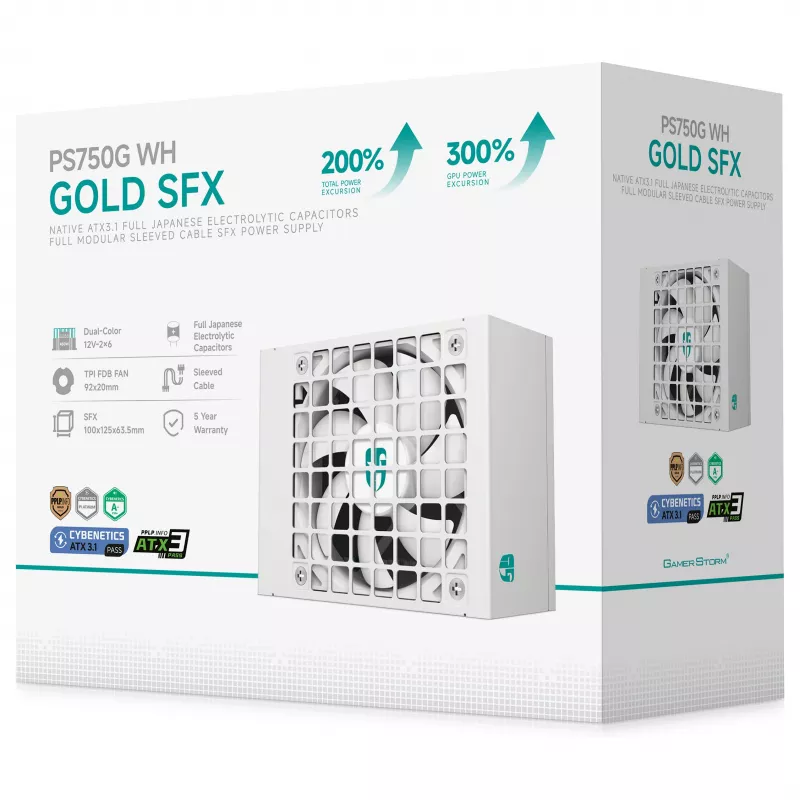 DeepCool PS750G WH 750W ATX 3.1 Full Modular 80 Plus Gold Power Supply White