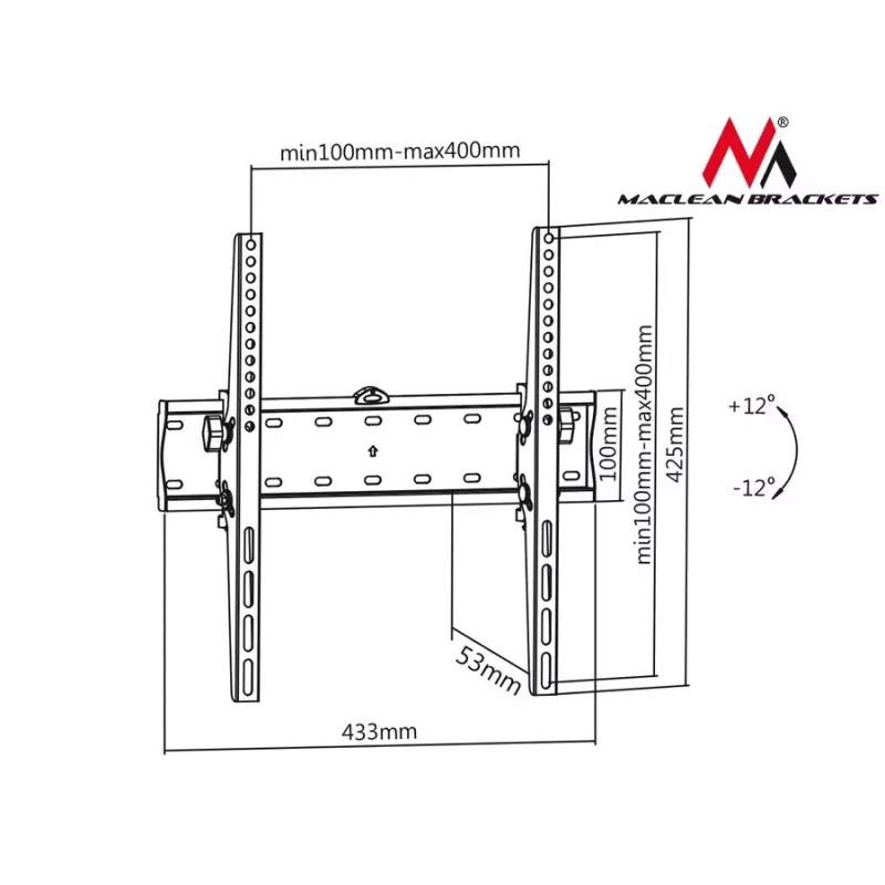 MACLEAN MC-665 Feste TV-Wandhalterung für 32-55 Zoll Bildschirme, Schwarz, bis 40 kg, VESA 400x400