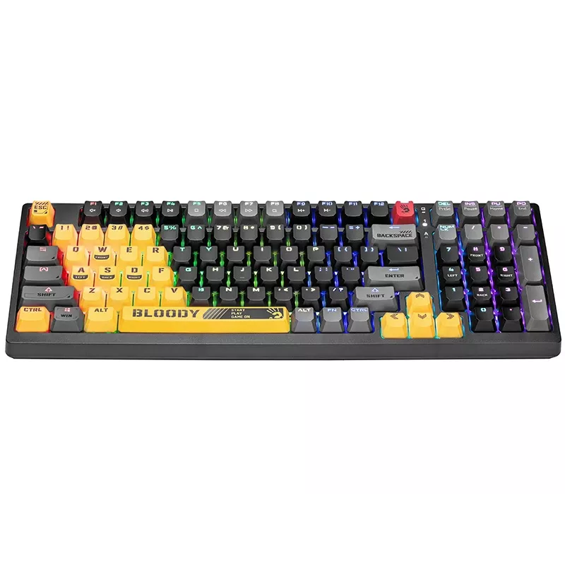 A4Tech Bloody S98 Sports Lime Mechanische Tastatur, BLMS Red Plus Switches, 98-Tasten Kompakt, RGB-Hintergrundbeleuchtung, USB-C abnehmbar