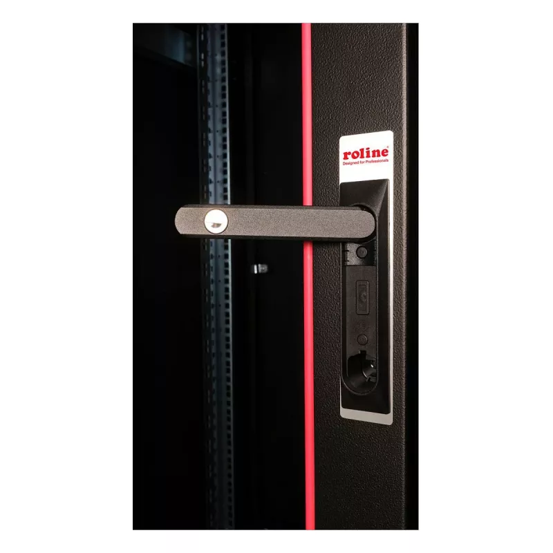ROLINE 19-Zoll Netzwerkschrank Pro 22U, 600x600 mm (BxT), Glastür, Schwarz