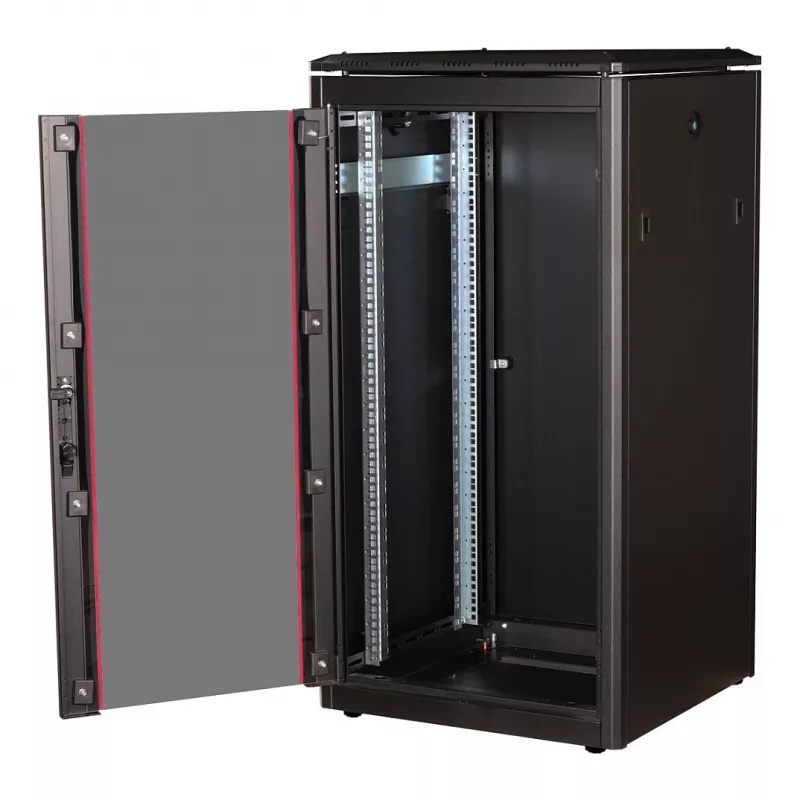 ROLINE 19-Zoll Netzwerkschrank Pro 22U, 600x600 mm (BxT), Glastür, Schwarz