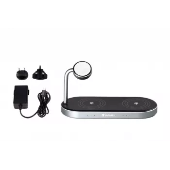 Verbatim 3-in-1 Wireless Charging Station mit AC-Netzteil - Schwarz