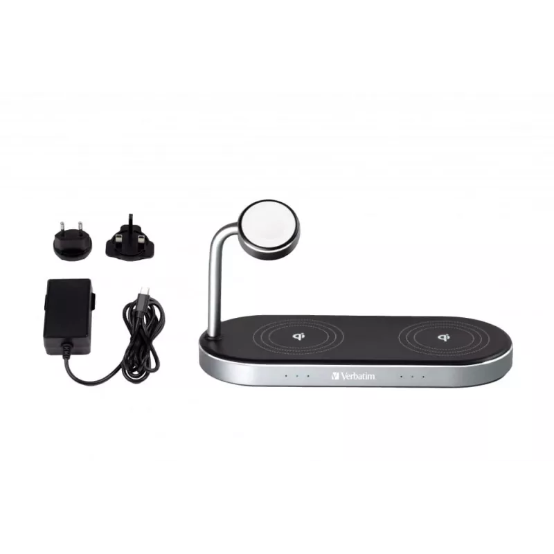 Verbatim 3-in-1 Wireless Charging Station mit AC-Netzteil - Schwarz