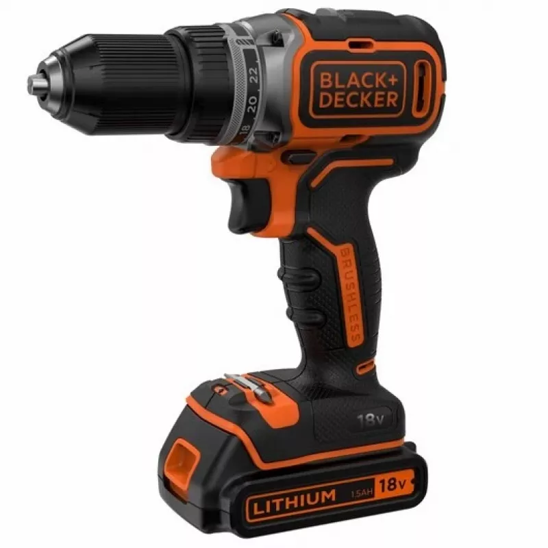 Black & Decker BL186KB-QW 18V Akku-Bürstenloser Bohrhammer 1650 U/min (2x1,5Ah Akkus, Ladegerät, Koffer)