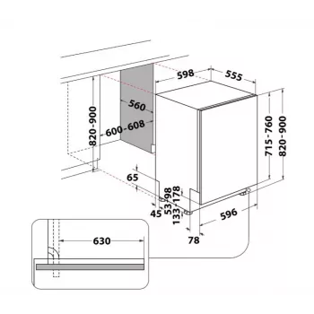 Whirlpool W7IHT40T Vollintegrierter Geschirrspüler, 14 Maßgedecke, Energieklasse C, 40 dB, NaturalDry