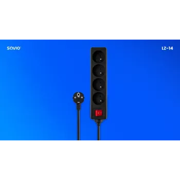 SAVIO LZ-14 4-fach Steckdosenleiste mit 2 USB-Anschlüssen, 1,5m Kabel, Weiß
